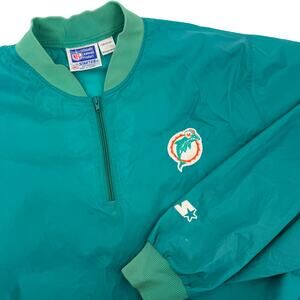 Vintage Miami Dolphins Jacket Starter Brand Pullover Windbreaker Size XL Nylon